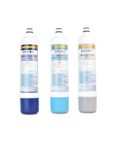 PureT - Filter Set for EZ Slim Reverse Osmosis System - Water Filter Purification Set, Water Filter Replacement, Sediment, Carbon Block, Filters, (EZ-SLIM-SET3)