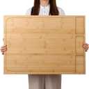 BAMOTTO CRAFT BAMBOO 30 x 21 in Extra Large Bamboo Cutting Board and Stovetop Cover, Over-the-Sink Board with Detachable Legs & Non-Slip Front Lip, for Restaurant Kitchen Countertop