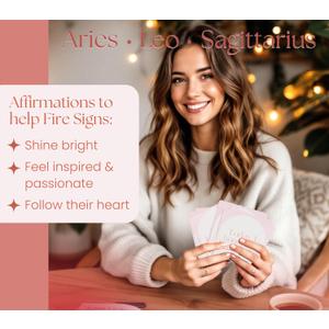 Aries, Leo, Sagittarius Gifts for Women - 40 Daily Affirmation Cards for Women. Positive Affirmation Cards, Zodiac Mindfulness Motivational Birthday Gifts, Astrology Inspirational Dcor