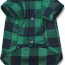 Dog Shirt Plaid Puppy Clothes for Small Medium Large Dogs Cats Boy Girl Kitten Soft Pet T-Shirt Breathable Tee Outfit Adorable Grid Apparel Halloween Thanksgiving (M - Chest ~15.3" / 6~9 lbs)