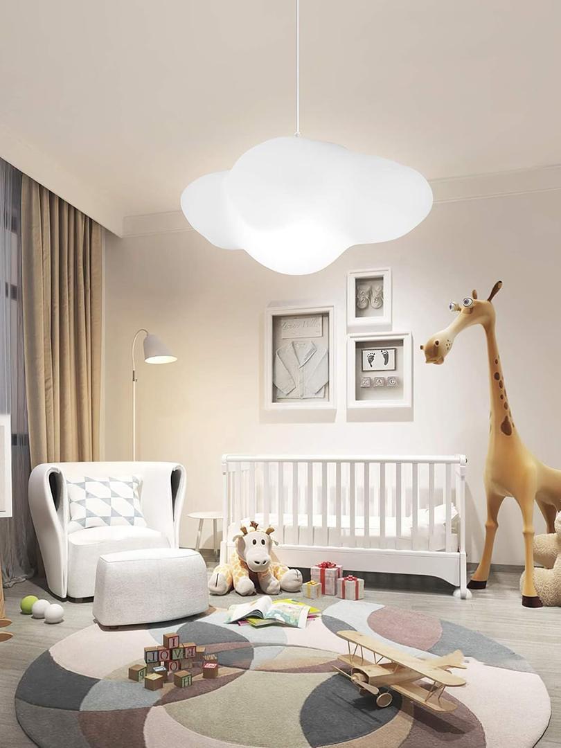 Hanging Cloud Light Kids Room Light Fixture Modern Cloud Chandelier Bedroom Ceiling Light Fixtures for Children Room Living Room RGB LED Light Bulb Included Color Changing with Remote Control, White 