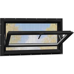 Vinyl Basement Hopper Window, Bathroom Window 32" x 16" Black