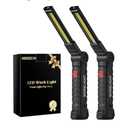 Coquimbo Tool Fathers Day Dad Gifts for Men Him Husband, Rechargeable LED Work Light BBQ Grill with Magnetic Base Hook, 360° Rotate Mechanic Flashlight Men's Easter Birthday Gifts (2 Pack Black)