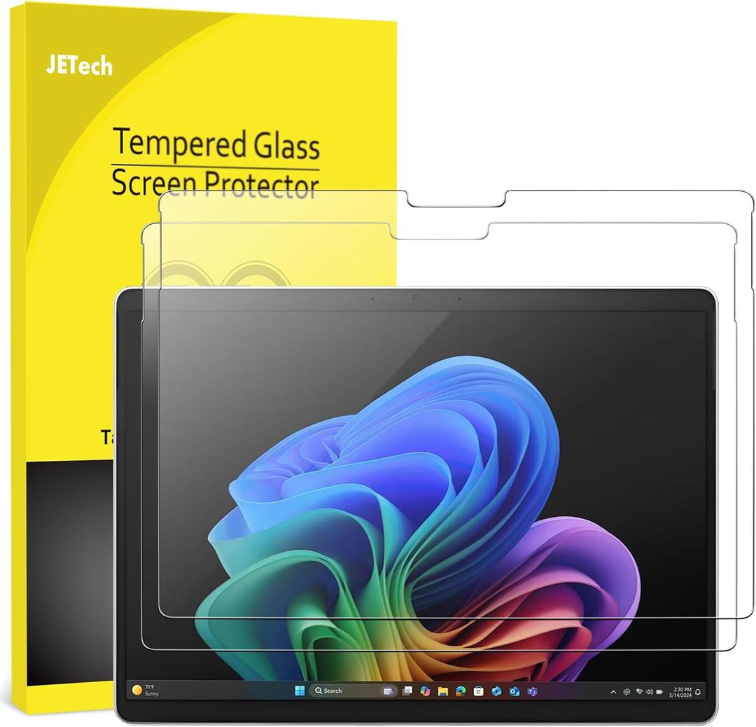 JETech Screen Protector for Surface Pro 11/10 (2024)/Pro 9 (2022) 13-Inch, 9H Tempered Glass Film, Support Surface Pen, HD Clear, 2-Pack