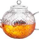 Glass Teapot with Removable Infuser-1500ml/50oz Clear GlassTea Pot for Stovetop, Borosilicate Microwave-Safe Glass Tea Kettle & Tea Maker for Blooming & loose Tea