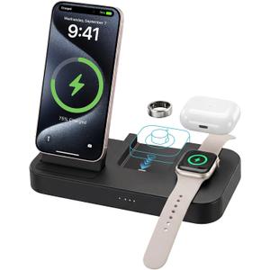 4 in 1 Charger for Oura Ring Gen 4 (Oura Charger NOT Included), Fast Magnetic Wireless Charging Station for iPhone, Apple Watch, AirPods, Samsung Galaxy (4 in 1 (Not Include Oura Charger))