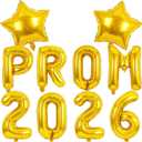 2 x Gold Prom Balloons 2026, 16 Inch Prom 2026 Balloons for Proms Decorations 2026 Preschool College Graduation Party Decorations Supplies