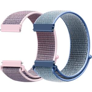 18mm Nylon Sport Quick Release Watch Bands Compatible with Garmin Venu 4 41mm/3S 41mm/Venu 2S/Vivoactive 4S/Vivomove 3S/Active S/Forerunner 265S(42mm)/255S/Fossil Women's Gen 6 42mm/5E 42mm Women Men (Pink Sand+Tahoe Blue)