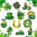 Sintuff 36 Pieces St. Patrick's Day Decorations Wooden Shamrock Ornaments for Tree St Patrick's Day Ornaments Irish Hanging Decorations for Party