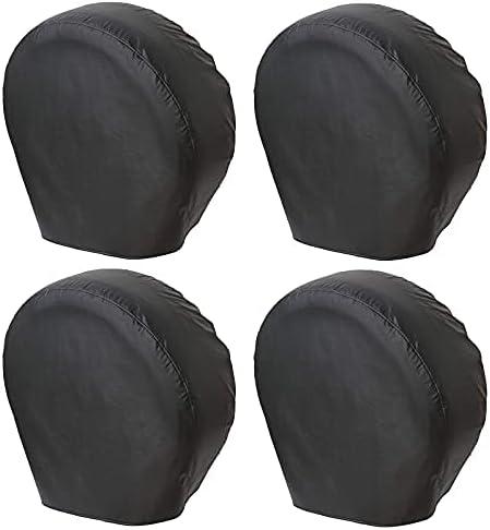 Tire Covers 4 Pack, Waterproof Thickening Tire Wheel Protector for Truck, SUV, Trailer, Camper, RV, Universal Fits Tire Diameters 27-29 inches, Black