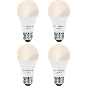SYLVANIA Wifi LED Smart Light Bulb, 60W Equivalent Dimmable Soft White A19, Compatible with Alexa and Google Home Only - 4 Pack (75672)