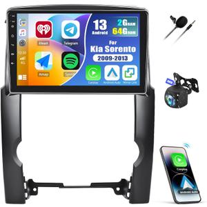 2G+64G Car Radio for Kia Sorento 2009-2013 with Wireless Apple Carplay Android Auto,10.1'' Touchscreen Kia Sorento Car Stereo with GPS Navigation,Bluetooth,WiFi/FM/RDS Radio+Backup Camera