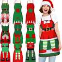 10 Pcs Christmas Aprons Adjustable Kitchen Cooking - Xmas Holiday Baking Baking Party Supplies (Elf)