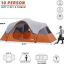 UNP Camping Tent 10-Person-Family Tents, Parties, Music Festival Tent, Big, Easy Up, 5 Large Mesh Windows, Double Layer, 2 Room, Waterproof, Weather Resistant, 18ft x 9ft x78in