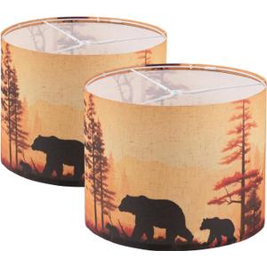 Lamp shades Set of 2, Medium Bear Fabric Lampshades for Table Lamps, Floor Lamps, 13" Top x 13" Bottom x 10" High (Spider) Hand Crafted Replacement Lampshades,Lamp Shade Harp Holder Not Included