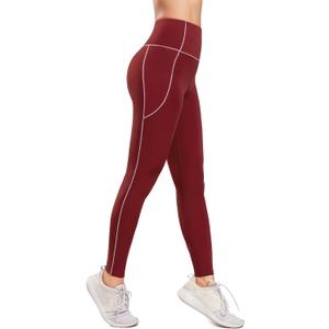 Yvette High Waisted Leggings with Pockets for Women Tummy Control Color Blocking Yoga Pants for Gym Running Workout (L)
