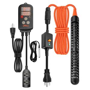 1500W 120V Titanium Immersion Water Heater with Thermostat & Protective Sheath, Submersible Portable Hot Tub Heater for Bathtub, Pool, Water Tank, Fast Heating Electric Heater with NEMA 5-15P Plug