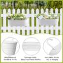 Dahey 3 Pcs Metal Iron Hanging Flower Pots for Railing Fence 15.7 Inch Hanging Bucket Pots Countryside Style Window Flower Plant Holder with Detachable Hooks for Garden Yard Home Decor, White