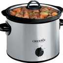 Crock-Pot 3-Quart Manual Slow Cooker, Serves 3+ People, Great for Small Meals, Dips, & Sides; Removable Stoneware is Oven & Dishwasher-Safe, Stainless Steel
