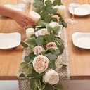 MISSPIN 2pcs Artificial Flowers Garland Spring Eucalyptus Garland Vintage Fake Flower Peony Rose Vine Greenery Decorative Wall Hanging Plant for Wedding Arch Door Arrangement Party Decor
