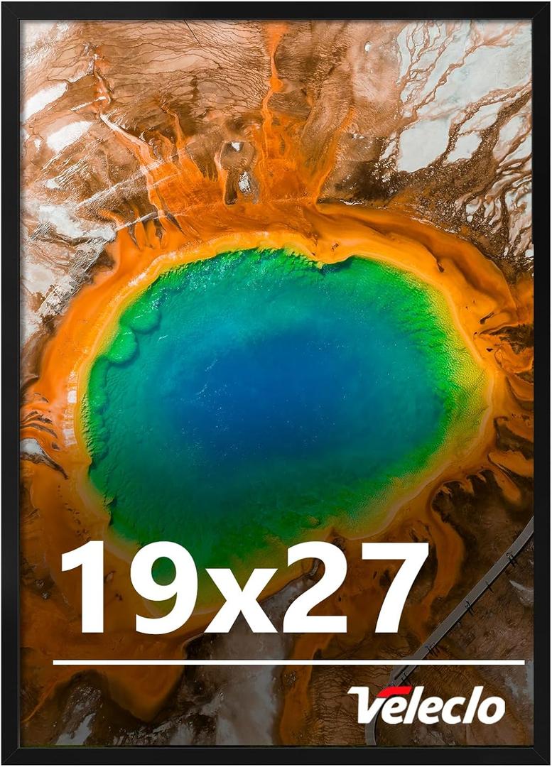 19x27 Picture Frame for Wall Display, 19x27 Black Picture Frame with Shatter Resistant Plexiglass, Stable and Sturdy 19 x 27 Poster Frame for Wall Display, Handpicked Gift Collection, 1 Pack