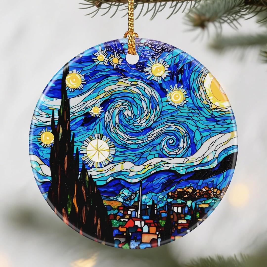 Van Gogh Starry Night Ornaments, Christmas Ornaments: Christmas Tree Decorations, Holiday Decor, Stocking Stuffers, Gift Ideas, Xmas Gifts & Gifts for Art Lover