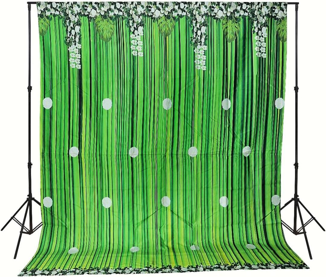 8x10ft. Traditional Indian Pooja Green Floral Fancy Fabric Backdrop for Wedding,Reception,Engagement,Housewarming, Diwali,Ganapati,Baby Shower,Bridal Shower,haldi Ceremonies Party Decorations