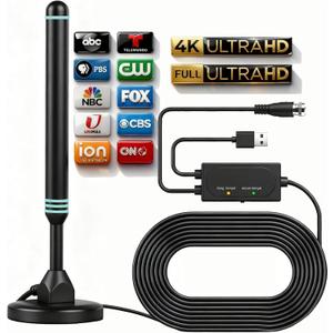 TV Antenna for Smart TV Indoor TV Antenna for Local Channels Digital Antenna for Smart tv Indoor Easy Installation Support 4K 1080p Channels Strong Magnetic Base-16.5 ft Long Cables (Blue Upgrade)