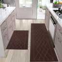 BEQHAUSE Kitchen Rugs Sets of 2 Non Slip Washable Kitchen Mats for Floor Absorbent Soft Kitchen Runner Rugs for Floor, Sink, Hallway, Laundry, 20x30+20x48 Brown