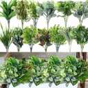 Cindeer 24 Pcs Artificial Flowers Planters for Outdoors, UV Resistant Faux Fake Greenery Plastic Plants Outdoor Indoor for Spring Summer Decors Wedding