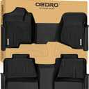 OEDRO Floor Mats Fit for 2007-2013 Chevy Silverado/GMC Sierra 1500 & 2007-2014 Silverado/Sierra 2500 HD/3500 HD Crew Cab (Without Storage Box), TPE All-Weather Floor Liners, 1st and 2nd Row Mat, Black