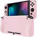 PlayVital Upgraded Dockable Case Grip Cover for Nintendo Switch, Ergonomic Protective Case for Nintendo Switch, Separable Protector Hard Shell for Joycon - Peach Blossom Pink