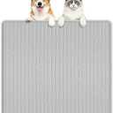 Bartuke Silicone Cat & Dog Food Mat, 24" x 24" Large Pet Feeding Mat for Cats and Dogs Bowl, Pet Placemat for Food and Water with Raised Edge, Waterproof, Leakproof (Grey)