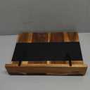 Cookbook Stand for Kitchen Counter  Adjustable Wood Book Holder with Resin Accent, Rustic Recipe Book Stand with Secure Page Grips, Compatible with Cookbooks & Tablets