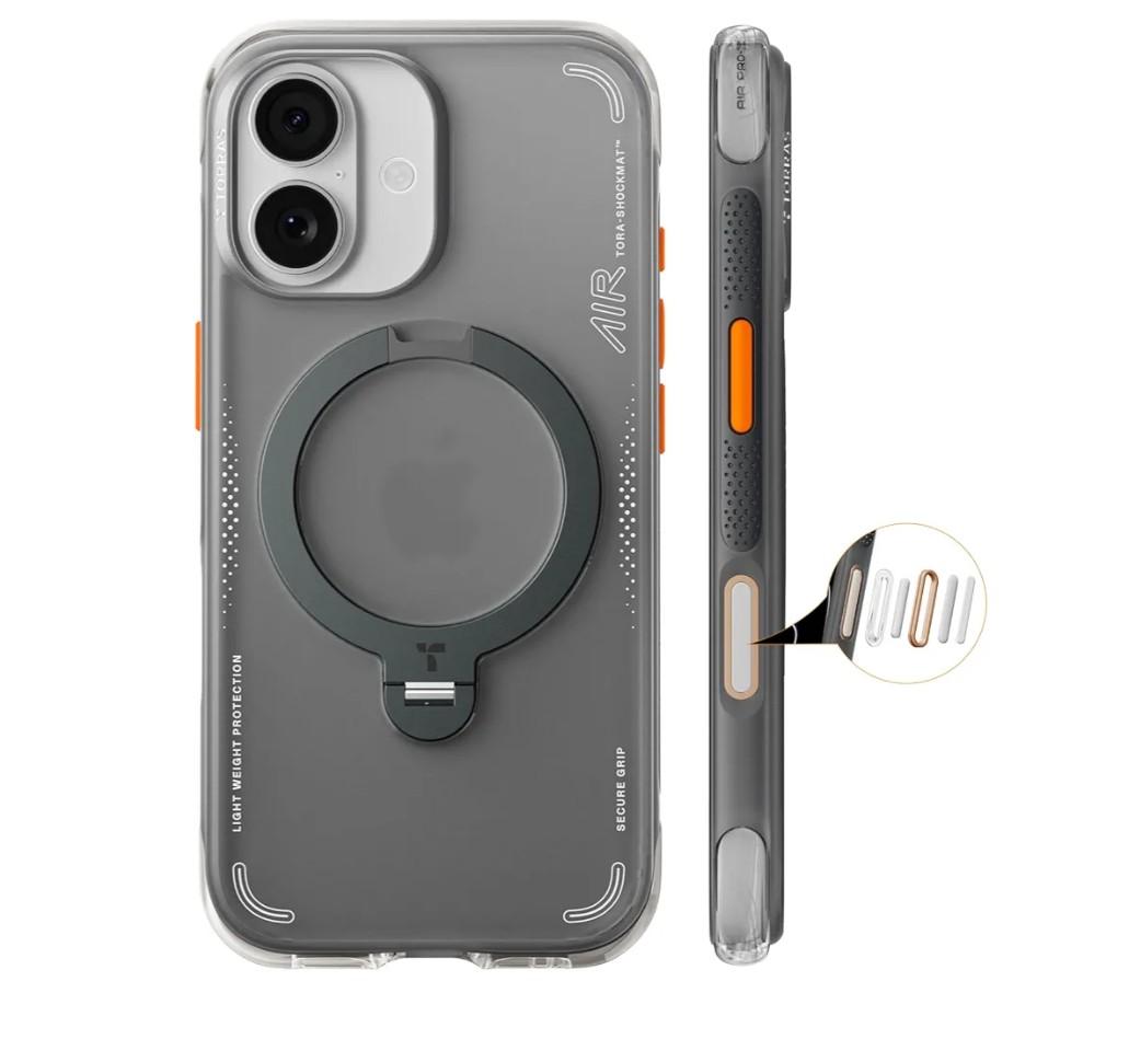 TORRAS Ostand Q3 Air for iPhone 17 Case with 360 Magnetic Stand, Fit for MagSafe, Mil-Grade Drop Tested, Camera Control Button, Shockproof Phone Case for iPhone 17 6.3'', Shadow Black