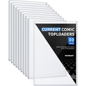Comic Book Top Loaders for Current, Toploader Hard Sleeves Holder for Comic Books Storage and Display, 10 Pack