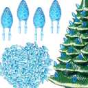 Boao 120 Pcs Ceramic Christmas Tree Replacement Lights Clear Plastic Flame Peg Bulbs Accessories for Ceramic Christmas Trees and DIY Projects(Blue,Medium)