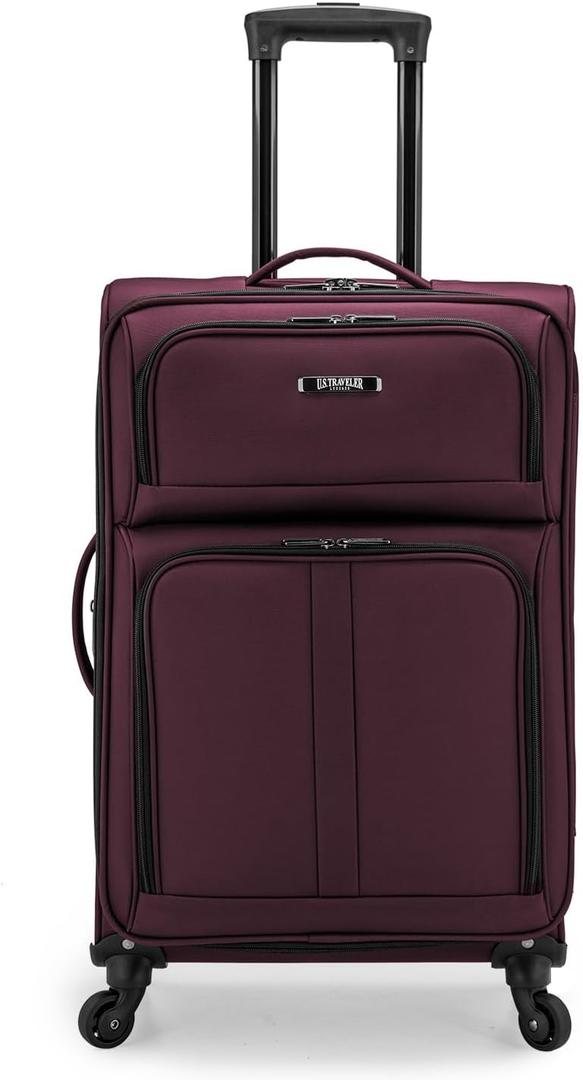 U.S. Traveler Anzio Softside Expandable Luggage with Spinner Wheels, Burgundy, 26-Inch Medium