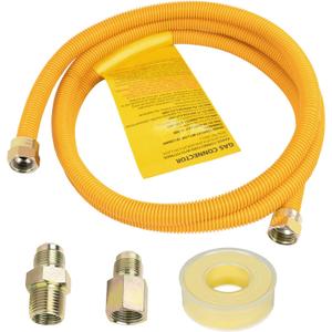 72" Gas Line Hose for Dryer, Gas Stoves, Water Heater, 1/2" OD Stainless Steel Gas Corrugated Dryer Gas Connector kit with 1/2" FIP & 1/2" MIP Fittings, Flexible Dryer Gas Supply line