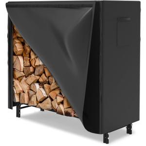 WALMANN 4ft Firewood Log Rack with Cover Outdoor, Heavy Duty Firewood Rack With Weather Resistant 600D Oxford Fabric Cover, Indoor/Outdoor Wood Racks for Fire Wood (Black)