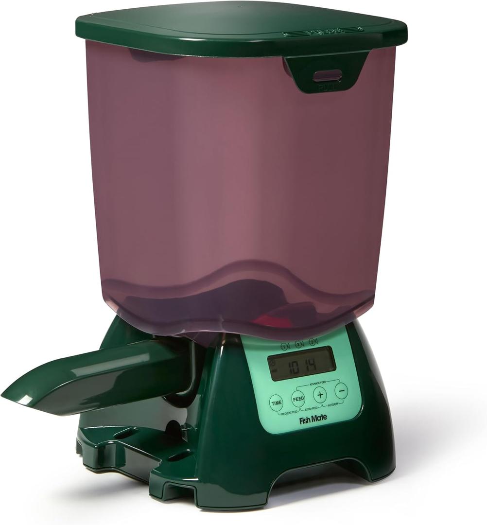 Fish Mate P7000 Automatic Pond Fish Feeder – Programmable LCD Timer, 6.5 lb Capacity, Adjustable Portions for Pellets & Sticks, Weather Resistant Outdoor Design