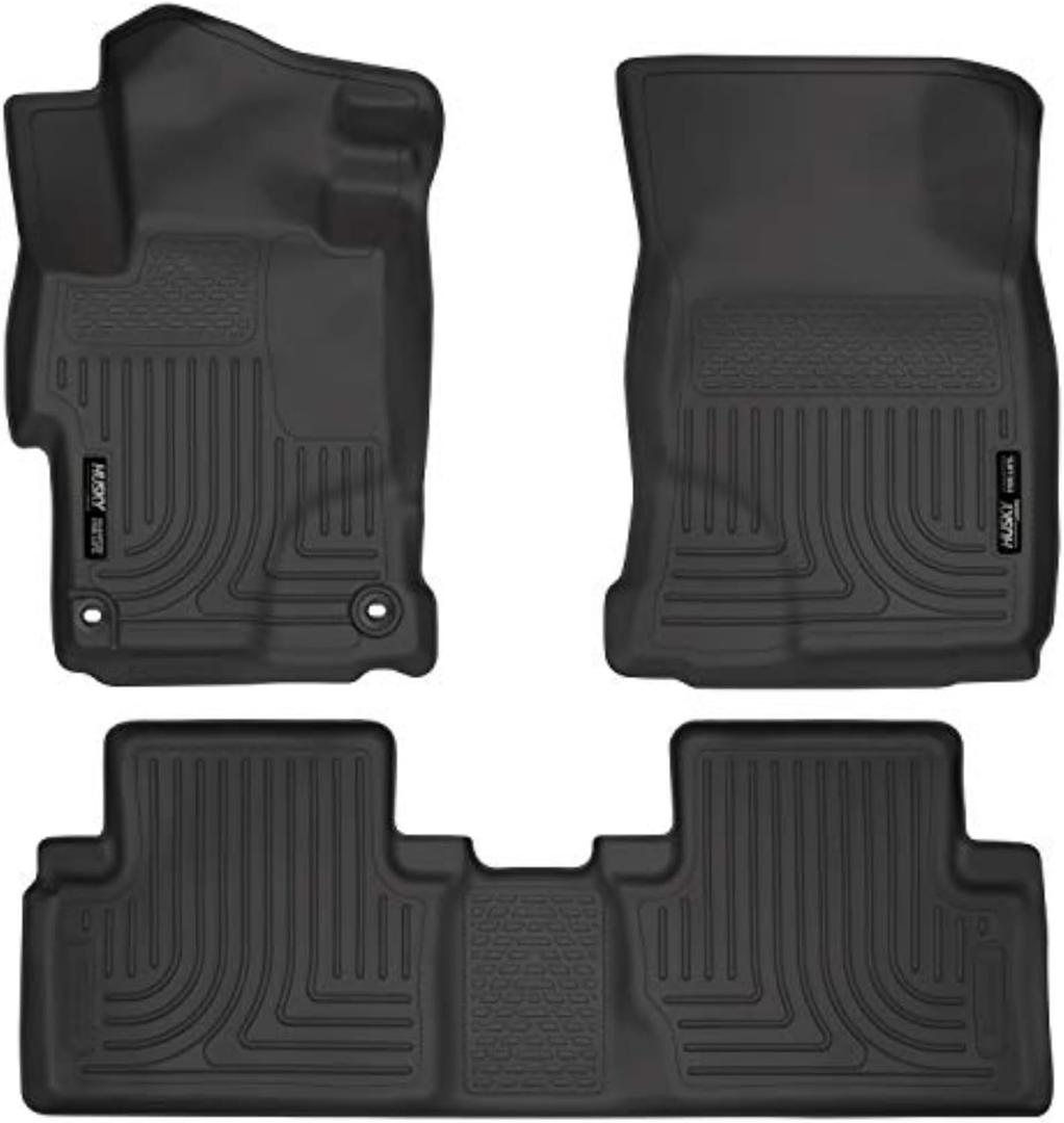Husky Liners Weatherbeater Floor Mats | Fits 2014-2015 Honda Civic 4-Door | Front & 2nd Row, 3-pc Black - 99441