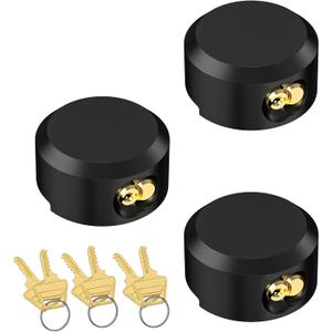 3 Pack Puck Locks for Trailers with Keyed Alike, 2-7/8 Inch Heavy Duty Hidden Shackle Padlocks, Outdoor Padlocks for Moving Trucks & Vans, 6 Keys Included, Black