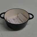 Cast Iron Dutch Oven with Lid  Non-Stick Ovenproof Enamelled Casserole Pot  Sturdy Dutch Oven Cookware  Black, 2.1-Quart, 20cm  by Nuovva