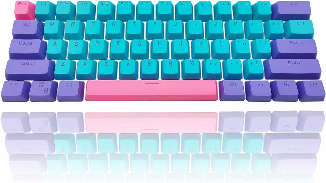 GTSP 61 Keycaps 60 Percent, Ducky One 2 Mini Keycaps for Mechanical Keyboard OEM Profile RGB PBT Keycap Set with Key Puller for Cherry MX Switches SK 61/Joker (Only keycaps) Blue