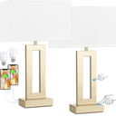 Seealle Nightstand Table Lamps for Bedrooms Set of 2 - Touch Bedside Lamp with USB C+A, 3 Way Dimmable Living Room Lamps for End Tables Set of 2 