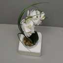 Artificial White Phalaenopsis Orchid Flower Arrangements Faux Orchid Flower in Silver Pot Orchid Centerpiece for Dining Room Table (White Orchid and L Silver Pot)
