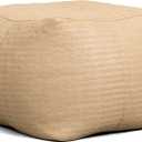 Big Joe Square Ottoman Weatherproof Bean Bag Footrest, Natural Basket Weave, Breathable Weather Resistant Fabric, 2 feet