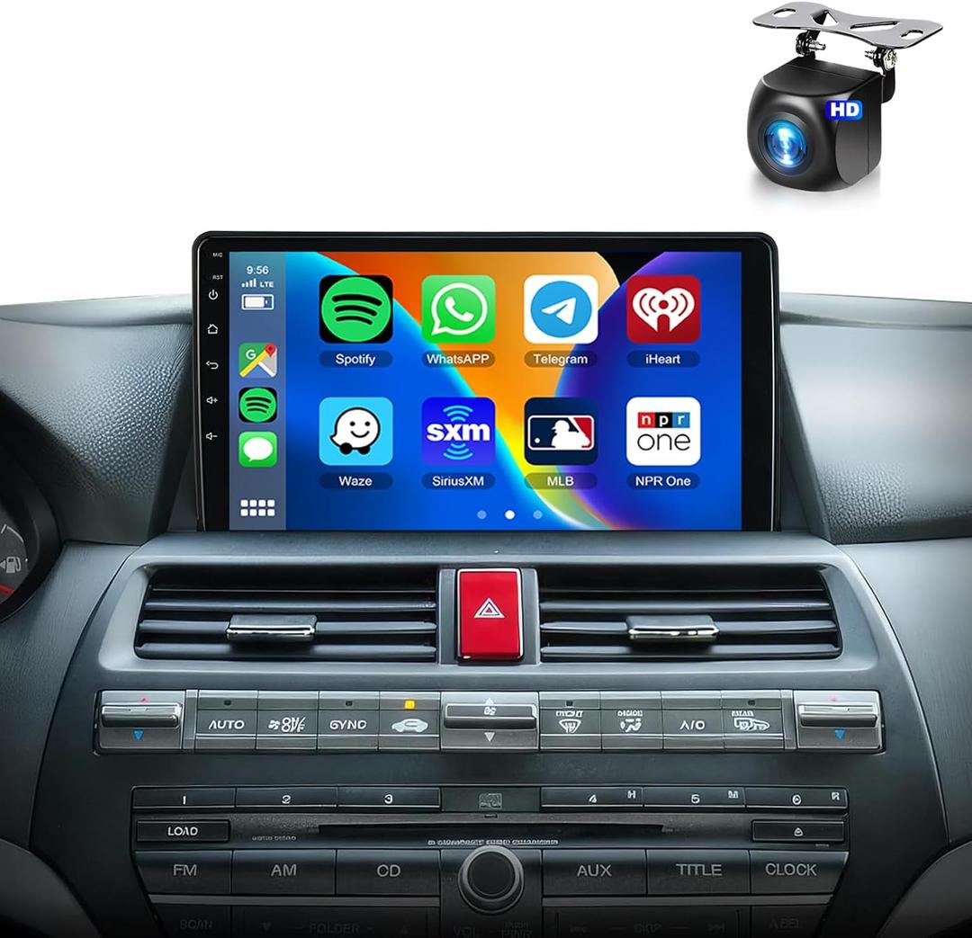 METEESER 2+64G for Honda Accord 8th 2008-2013 Android Car Stereo Wireless Carplay Android Auto,10.1" Touchscreen Radio GPS WiFi DSP Bluetooth SWC+Backup Camera for Honda Accord Car Play