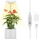 Juhefa Grow Light for Indoor Plants Growing, 4000K White Full Spectrum Halo Plant Lamp for Seedlings Succulents Small Mini Plants, Auto On Off Timer 4/8/12/18Hrs & 3 Colors Changeable